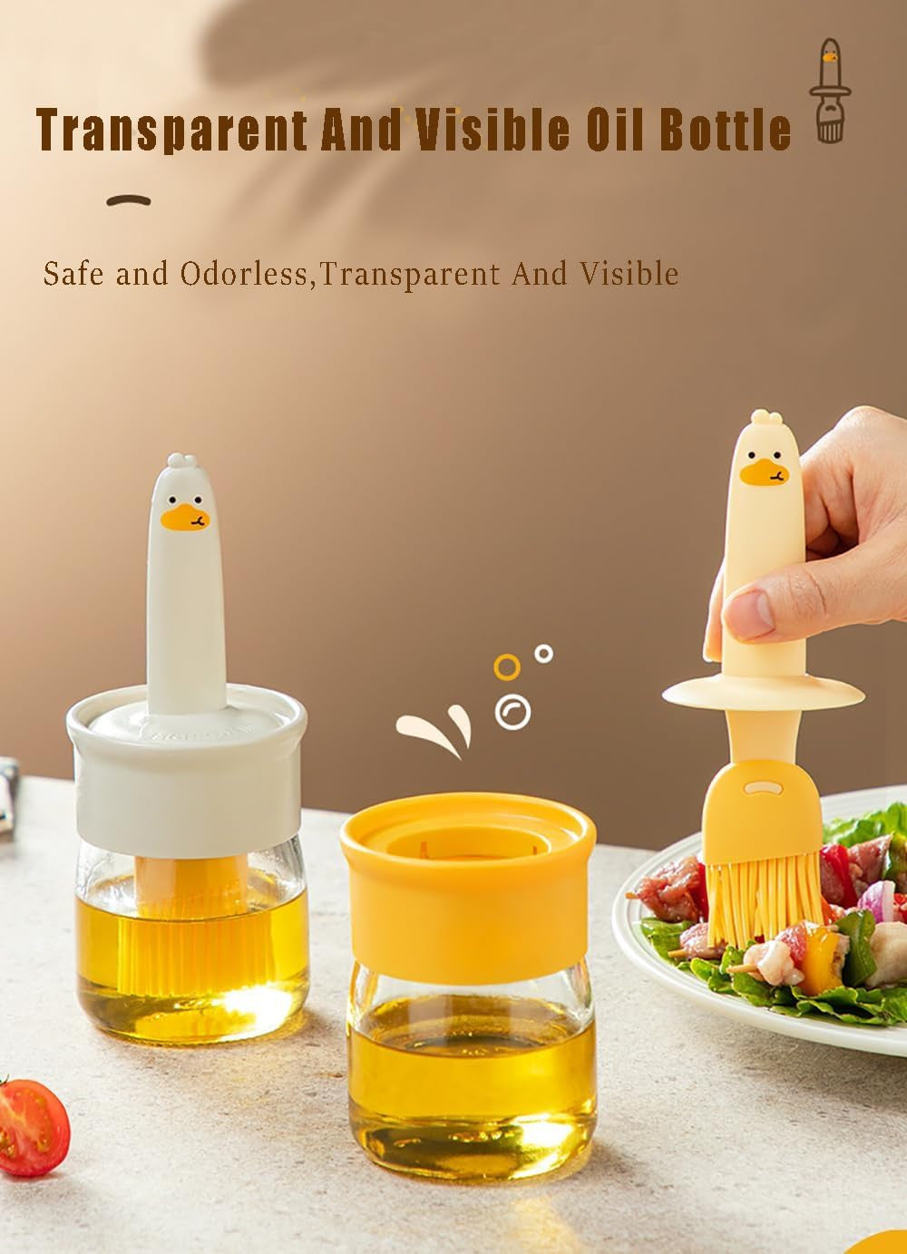High-Temperature Silicone Oil Dispenser with Basting Brush