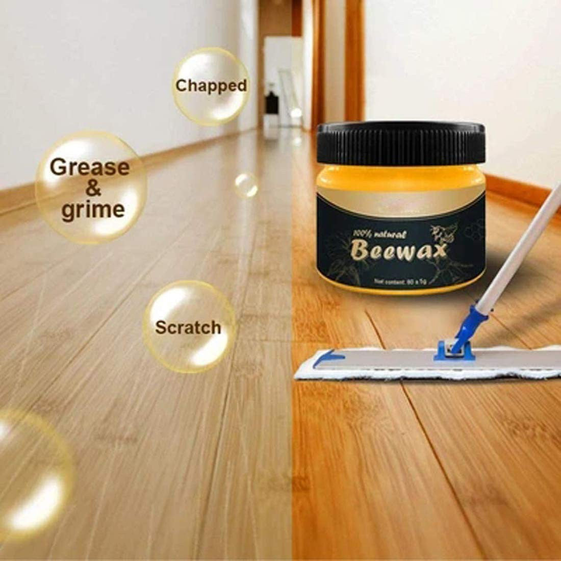 Bee Wax with Sponge for Wood Care and Polishing