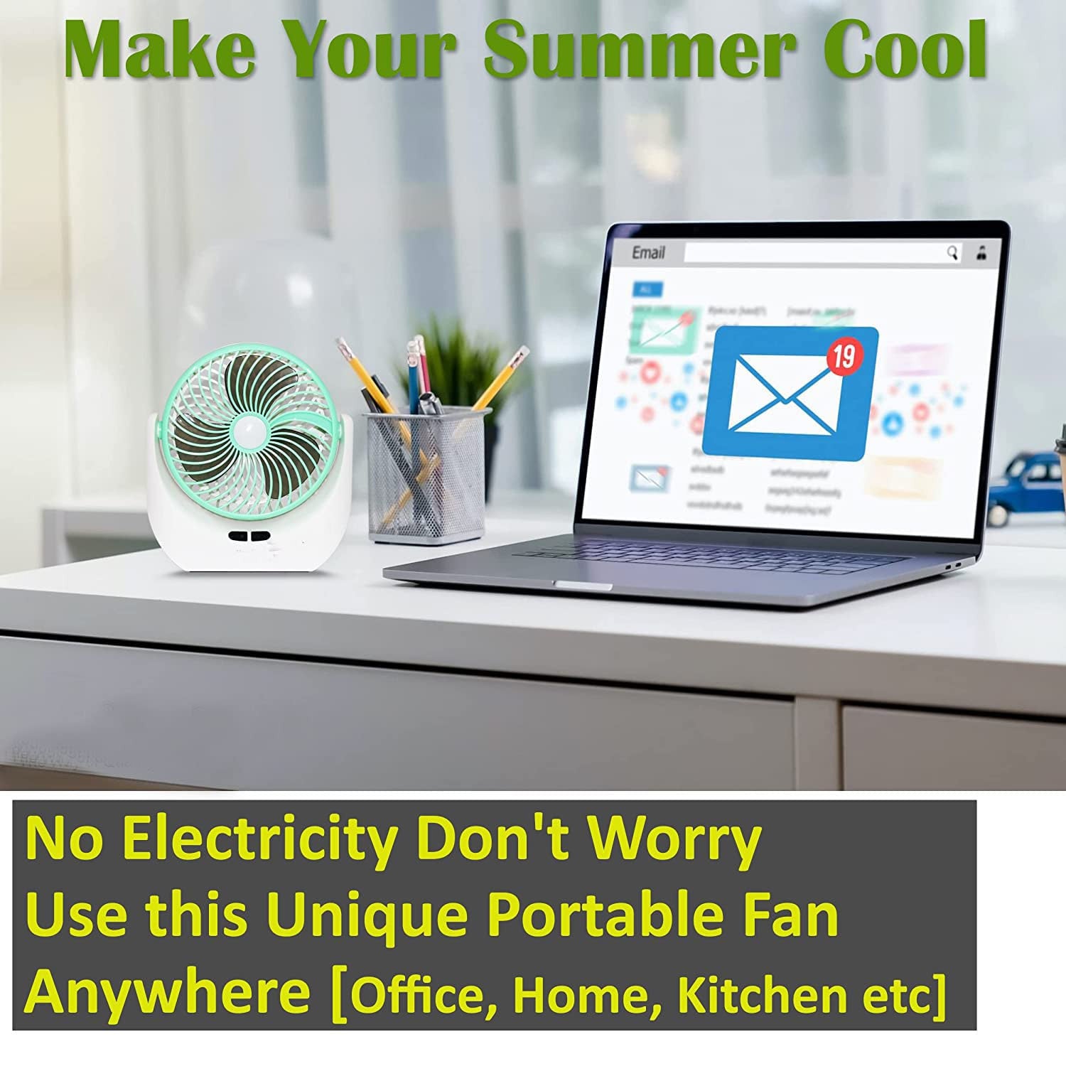 Jy Super Rechargeable LED Fan with Light, Portable Desk & Table Fan