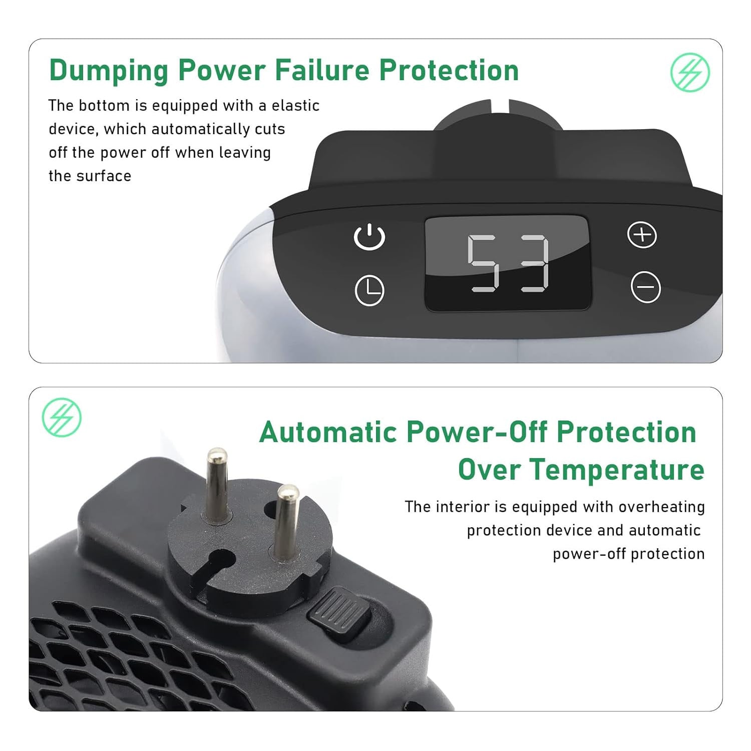 Portable 800W Handy Heater with Digital Display & Adjustable Timer