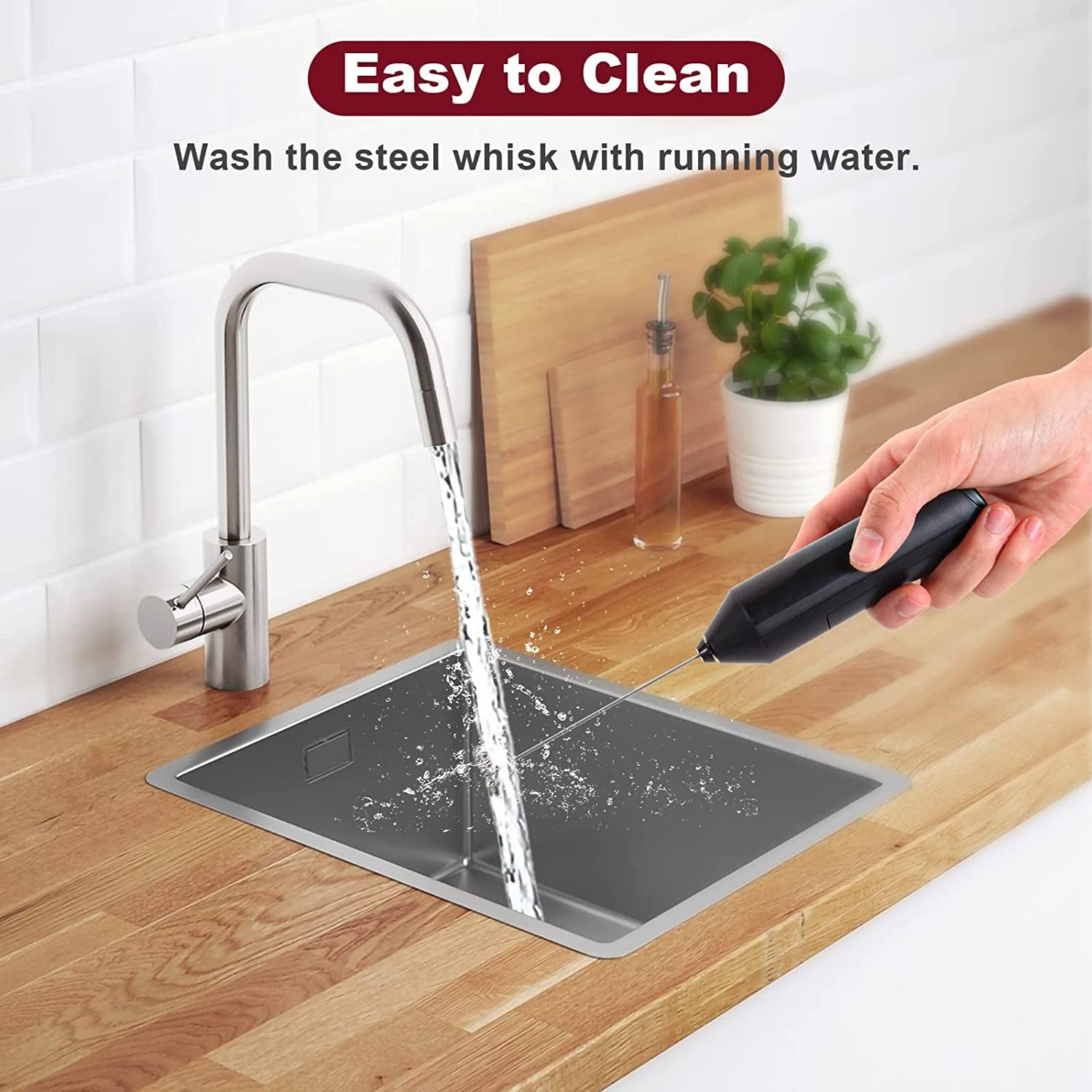 Electric Milk Frother with Ss Stand – Handheld Latte & Coffee Mixer