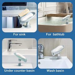 Leaf-Shape Suction Cup Self-Draining Soap Holder  - 1 Pc