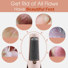 Cordless Electronic Pedicure Tool with 2 Replacement Rollers and LED Light