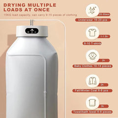 Portable Electric Laundry Dryer with Timer, Foldable & Compact