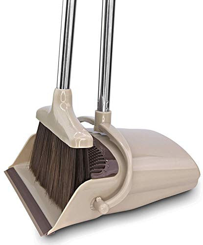 Windproof Mop & Dustpan Set with Self-Cleaning Broom and Steel Handle