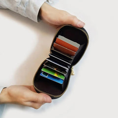 Leather Penguin Card Holder - Slim Mini Wallet for Cards
