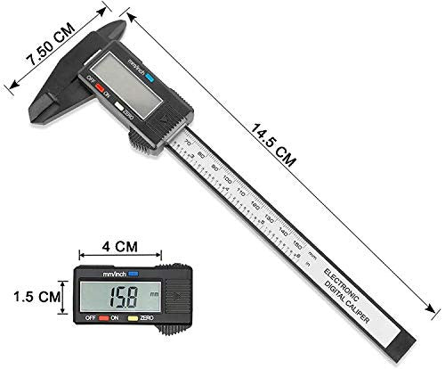Digital Carbon Fiber Caliper with LCD, Auto Off, 6 Inch