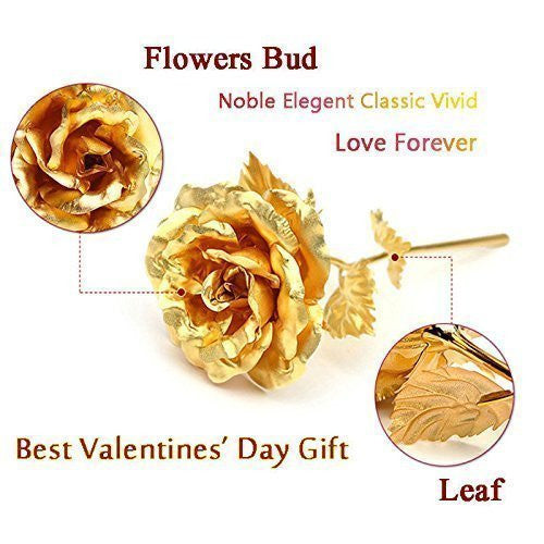 Golden 24K Gold Foil Rose in Luxury Gift Box for Eternal Love and Decor