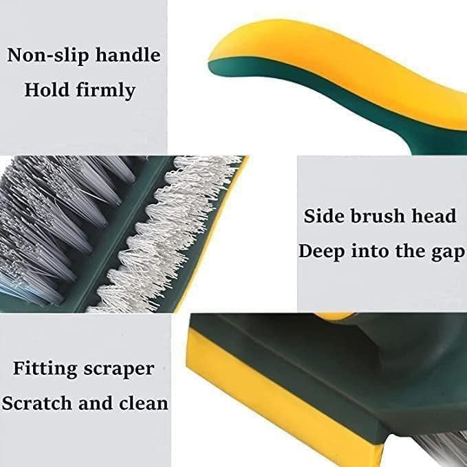 4-in-1 V-Shape Gap Cleaning Brush with Squeegee & Floor Scrubber