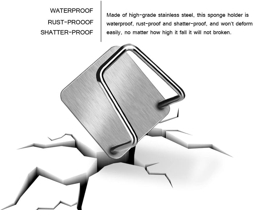 Waterproof Stainless Steel Sink Sponge Holder with Adhesive Mount