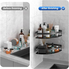 Aluminum Self-Adhesive Bathroom Corner Shelf & Storage Rack