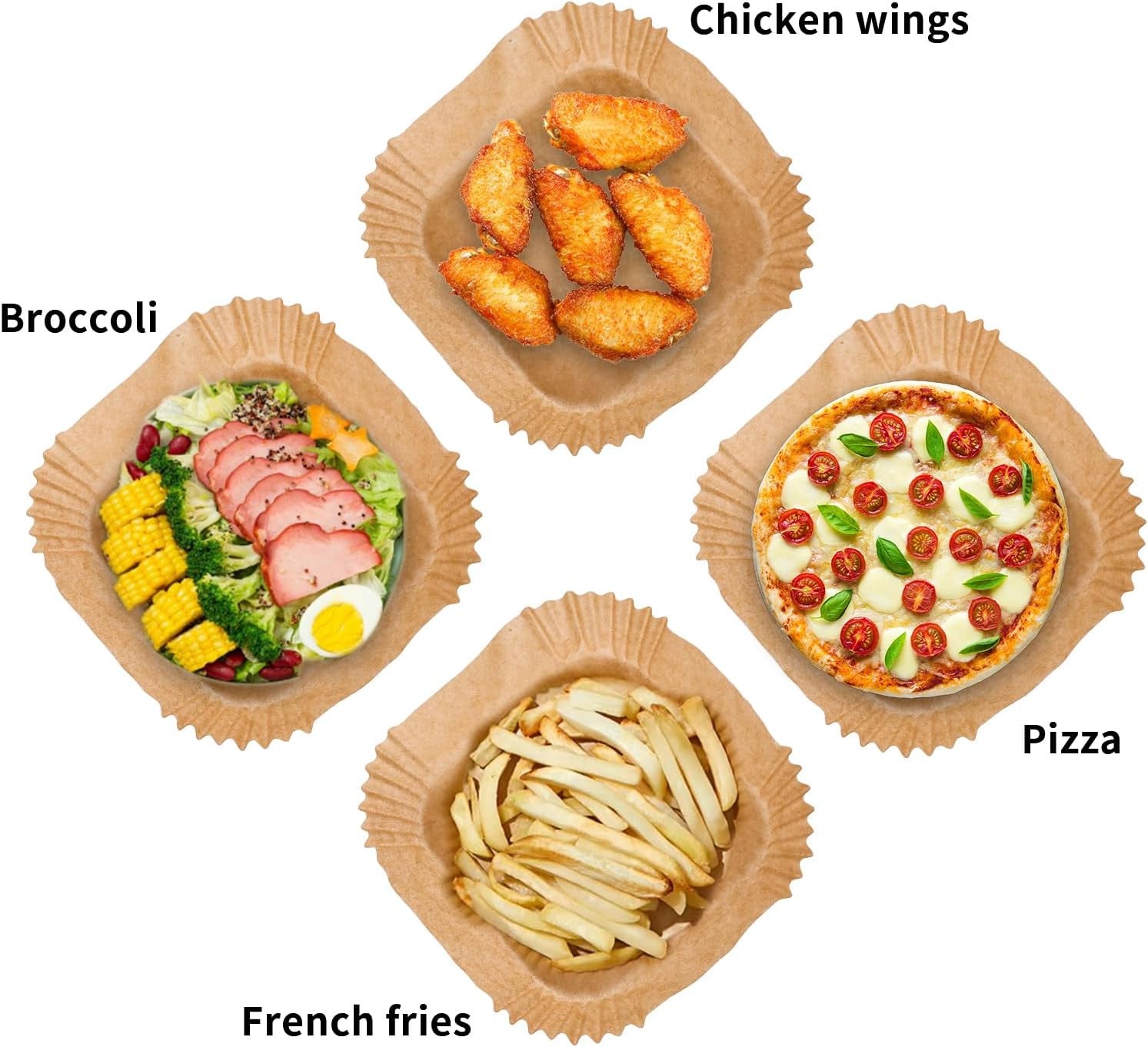 92-Pack Non-Stick Air Fryer Paper Sheets for Easy Baking