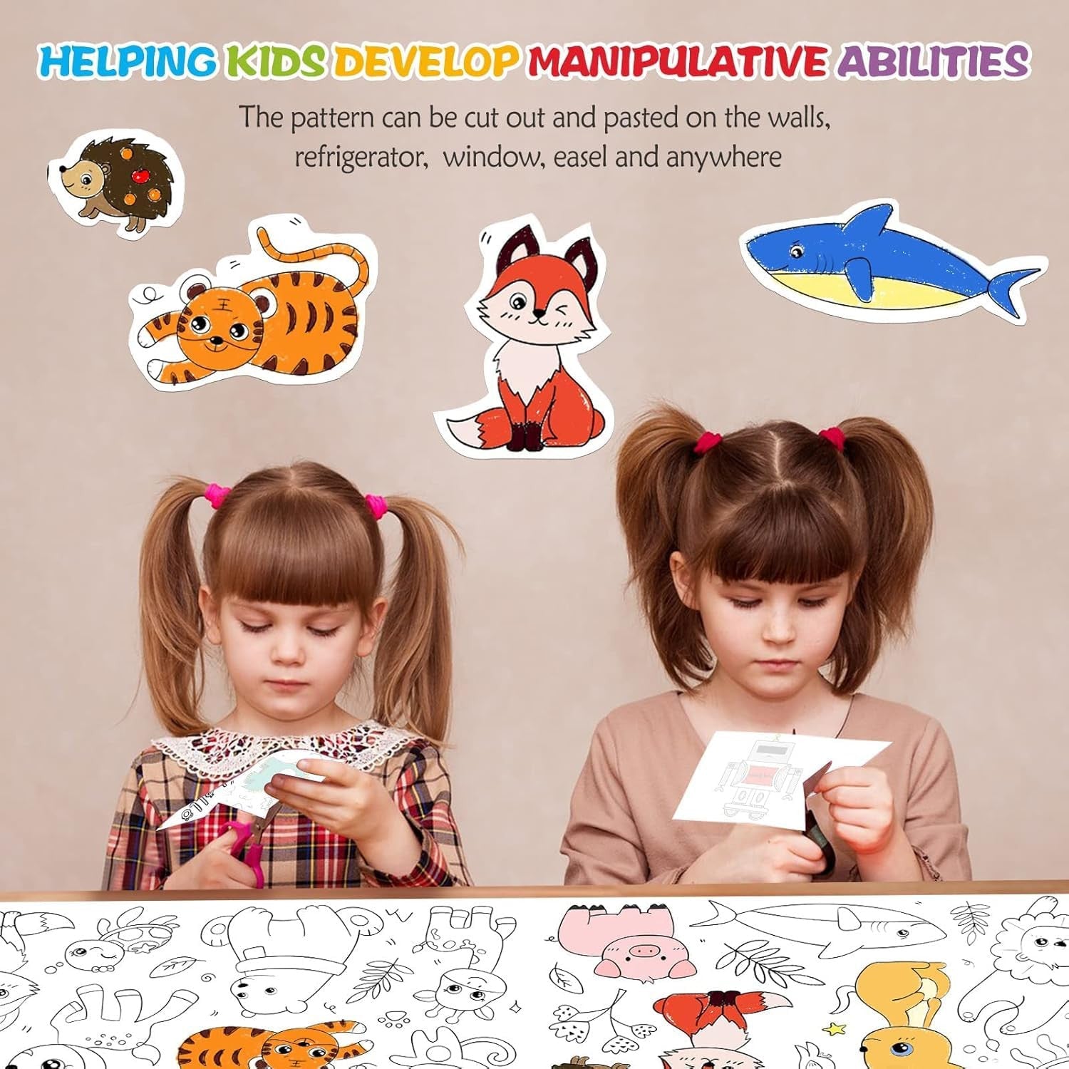 Drawing Roll with Sheets, Color Filling Stickers & Poster for DIY Art