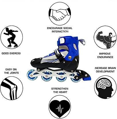 Blue LED Light-Up Inline Skates for Kids and Adults