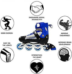 Blue LED Light-Up Inline Skates for Kids and Adults