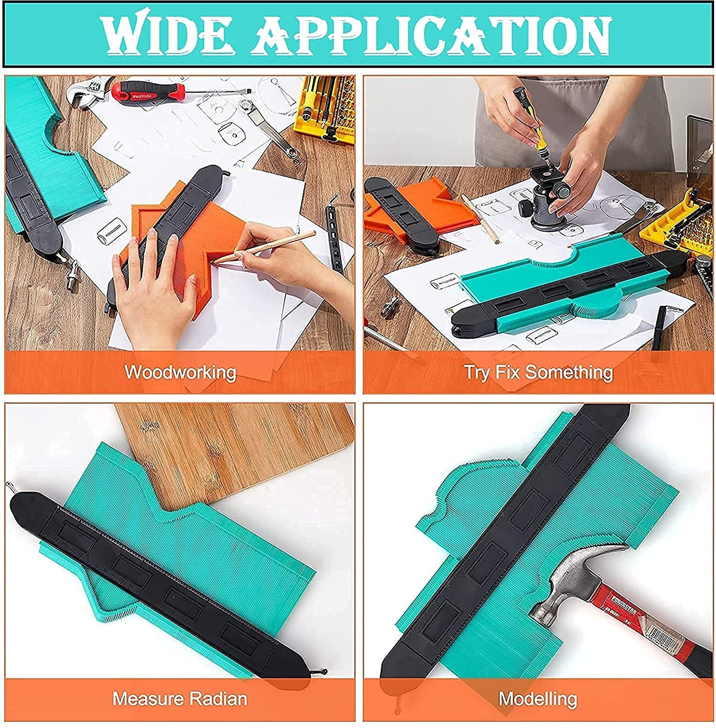 10-Inch Plastic Contour Gauge Ruler for Precise DIY & Carpentry Tasks