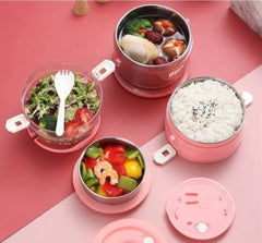 3-Layer Steel Lunch Box 2.1L Leakproof Insulated Tiffin for Office & School