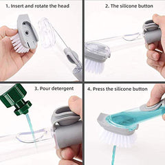 Kitchen Soap Dispenser & Dish Cleaning Brush Set with Refill