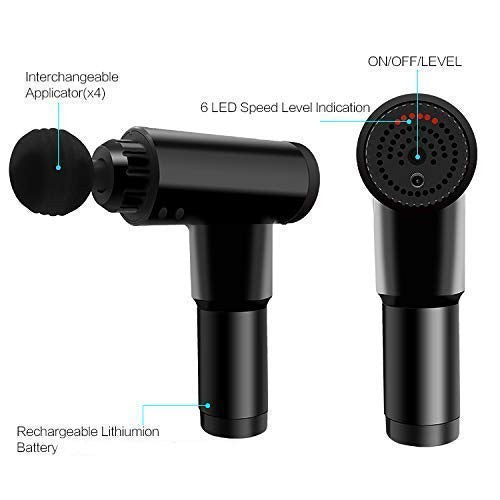 Cordless Facial Gun Massager Pen with 6 Speeds & 4 Heads