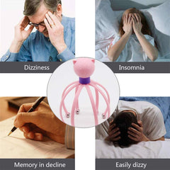 Octopus Head Scalp Massager with 8 Metal Ball Fingers for Stress Relief - 1 Pc