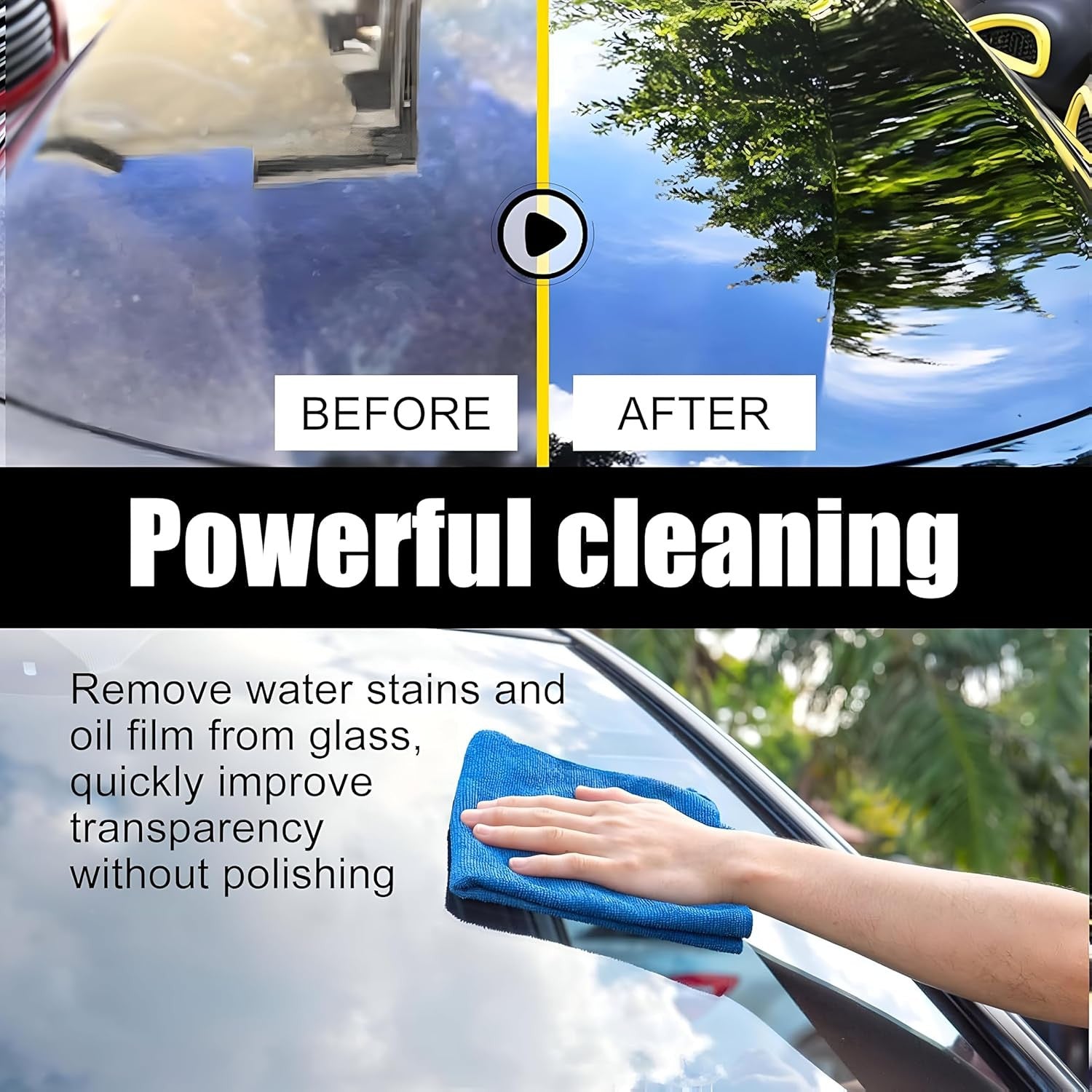 Car Glass Oil & Water Spot Remover - Windshield & Surface Cleaner