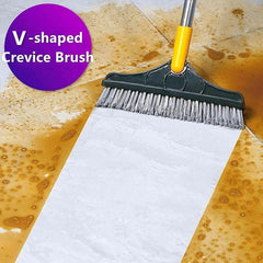 2-in-1 Tile Cleaning Brush with Scraper and Squeegee