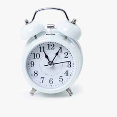 Twin Bell White Alarm Clock with Soft Backlight and Low Ticking Noise