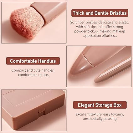 Mini Travel Makeup Brush Set - Compact Cosmetic Brush Kit