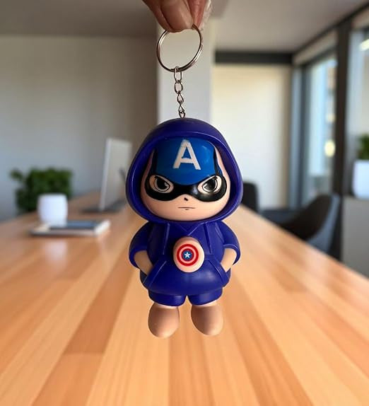Captain America Face Changing Keychain - Cartoon Character Accessory
