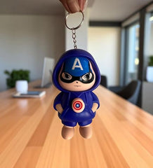 Captain America Face Changing Keychain - Cartoon Character Accessory