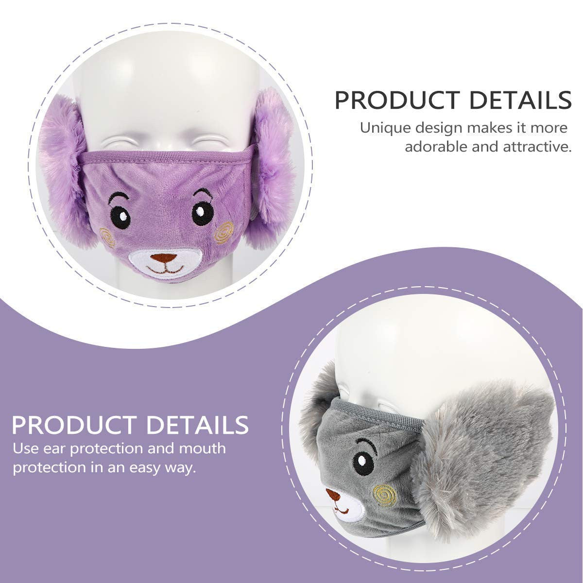 Kids' Warm Winter Face Mask with Plush Earmuffs for Girls & Boys