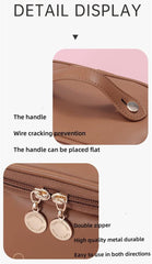 Large Leather Cosmetic Bag - Waterproof Travel Makeup Organizer