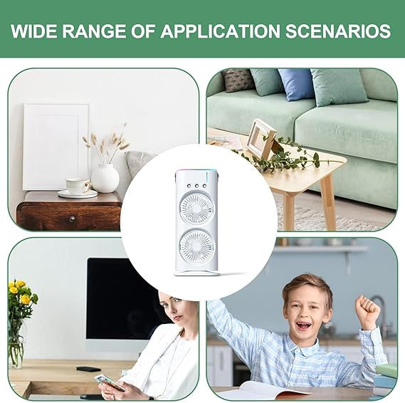 Double-Sided USB Cooling Fan with Mist and Portable Design