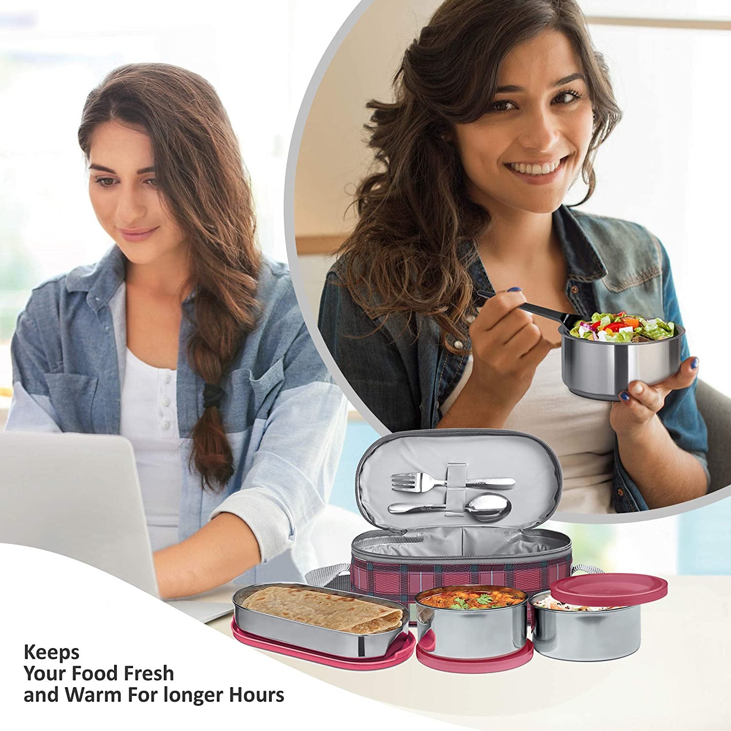 3-Piece TIFIN Lunch Box Set for Convenient Meal Storage
