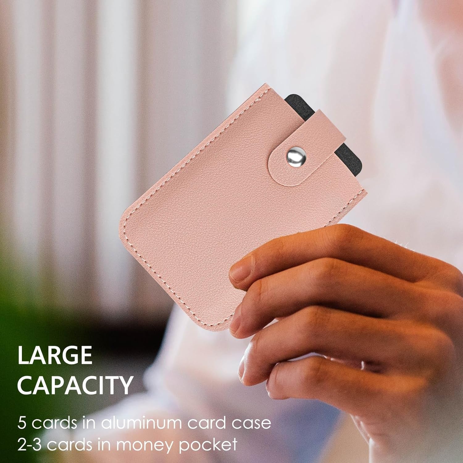 Leather Pull-Out Credit Card Holder - Slim RFID Blocking Wallet