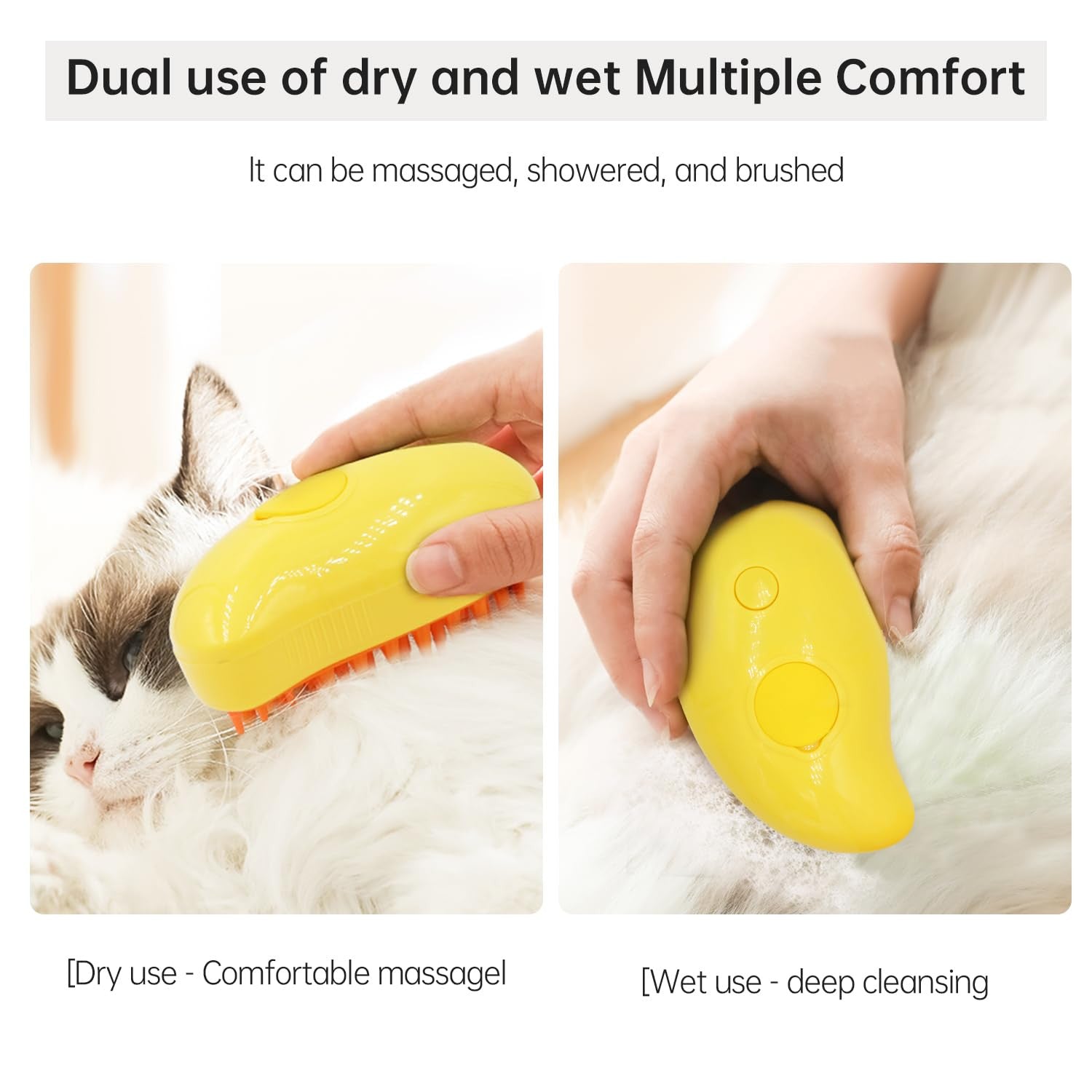 3-in-1 Electric Cat Steam Brush for Hair Removal and Grooming