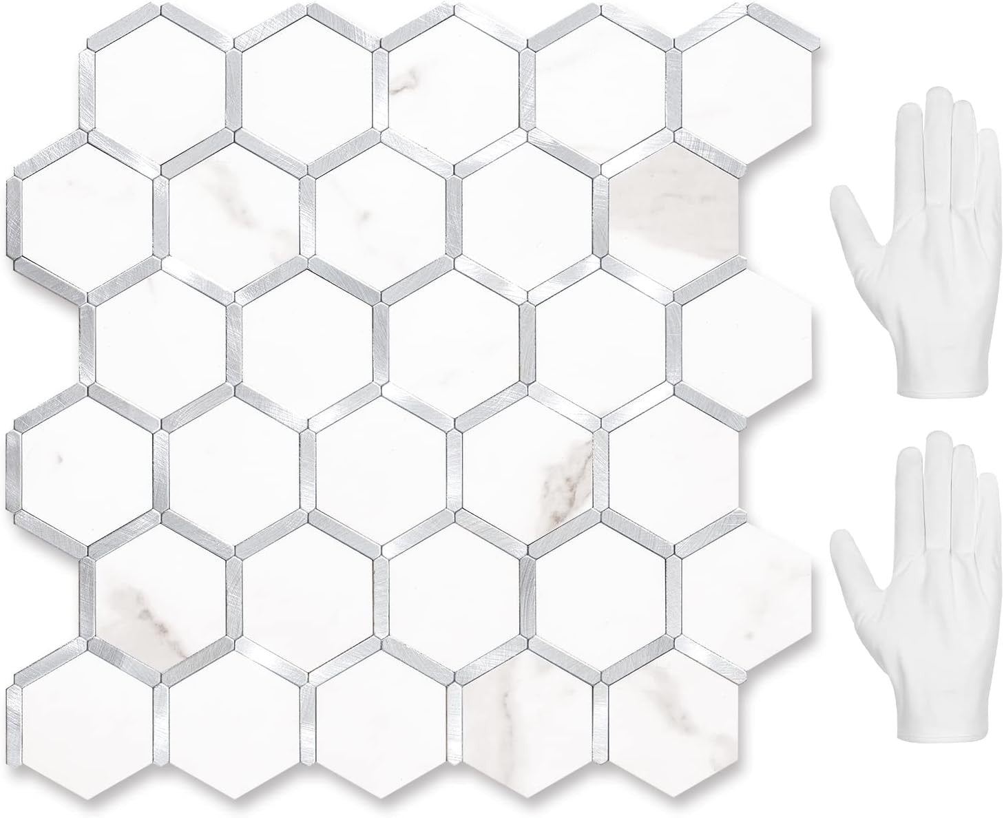 Hexagon Metal Tiles 3D Wall Paper - Self-Adhesive, Waterproof, Modern