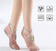 Colorful Anti-Skid Yoga Socks for Women with Grips & Straps