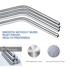 Stainless Steel Reusable Drinking Straws with Cleaning Brush (Set of 4)