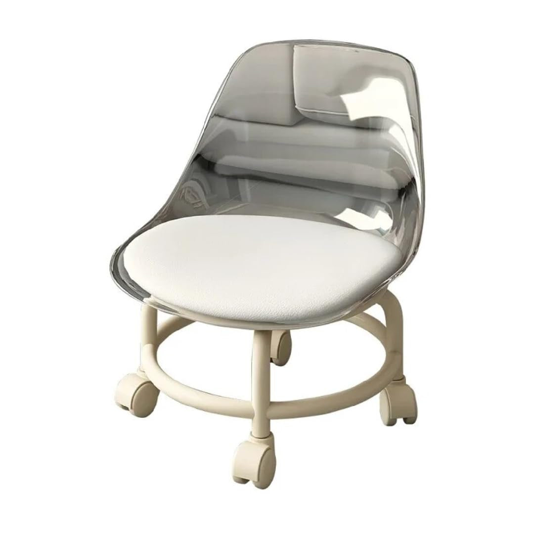 Mini Rolling Stool - Transparent, Compact, Adjustable Chair