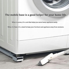 Adjustable Iron Washing Machine Stand with 24 Wheels, 300kg Capacity