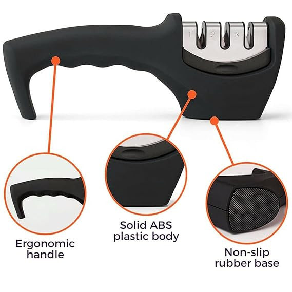 Heavy Duty 3-Stage Knife Sharpener for Precision & Durability