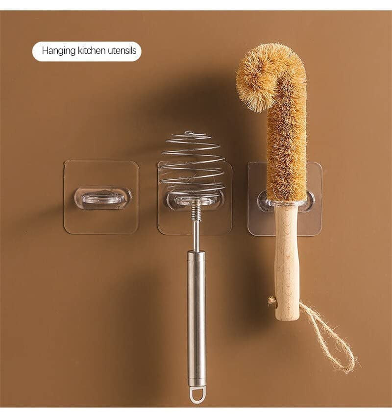 Multi-Functional Transparent Adhesive Wall Hook with Stainless Steel Load Capacity