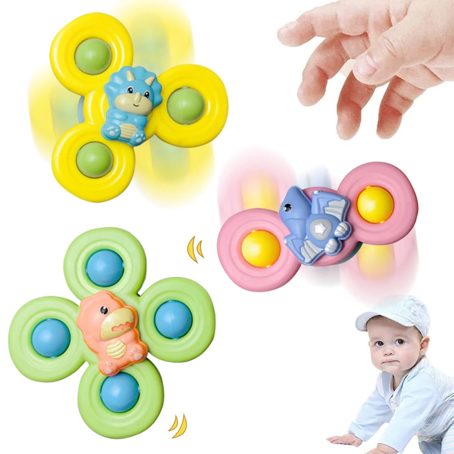 3-Pack Suction Cup Spinner Toy for Baby Bath & Play
