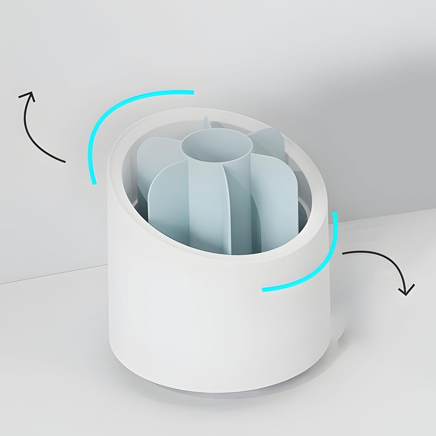 360° Rotating Makeup Brush Holder with Lid and Compartments