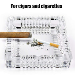 Big Crystal Glass Square Ash Tray for Cigar, Bar, and Home Decor