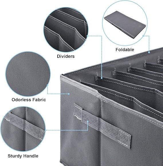 6-Compartment Wardrobe Clothes Organizer Storage Box