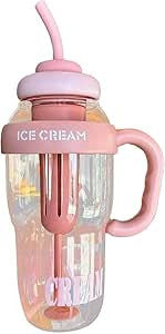 Ice Cream 1300ml Water Bottle with Straw - Fun & Refreshing