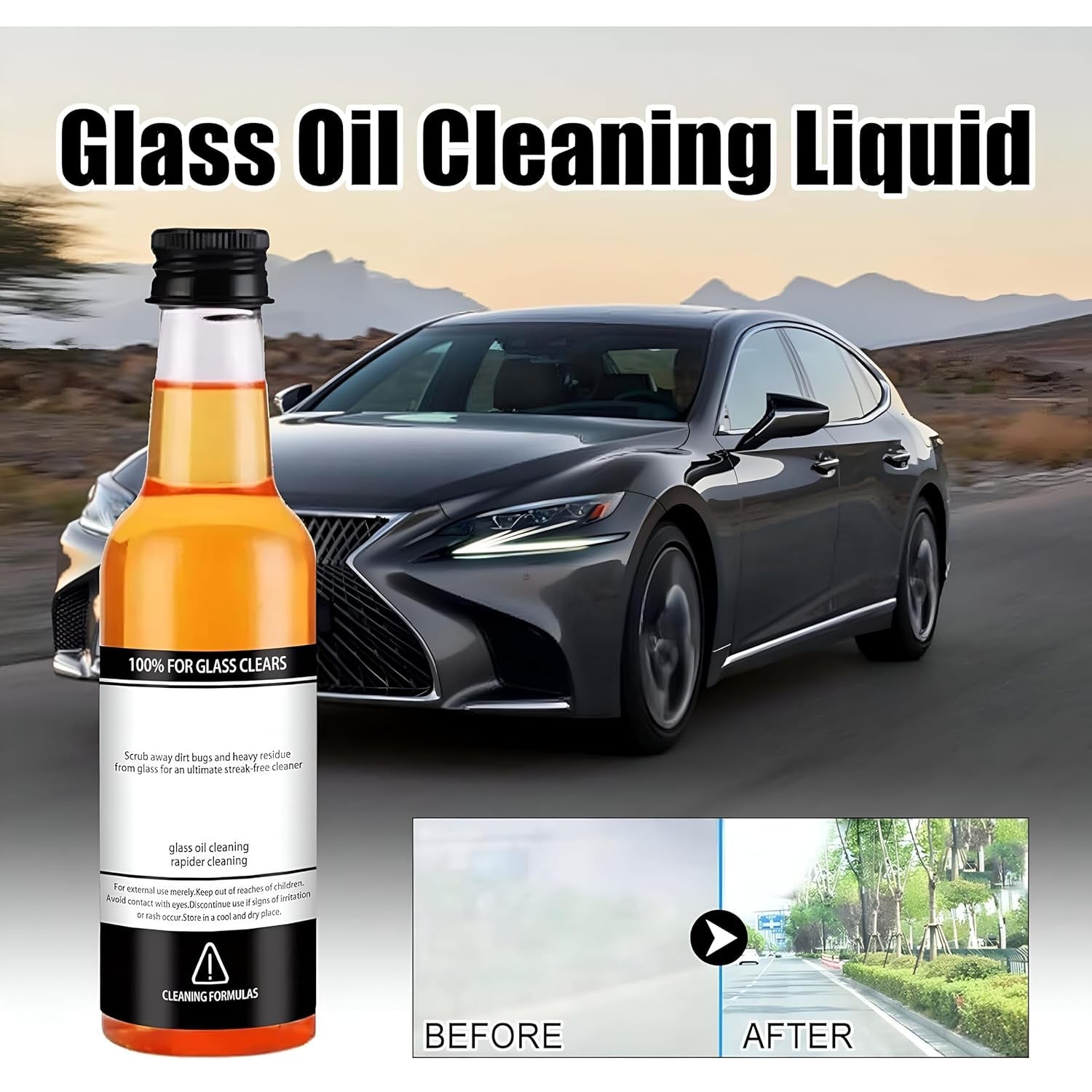 Car Glass Oil & Water Spot Remover - Windshield & Surface Cleaner