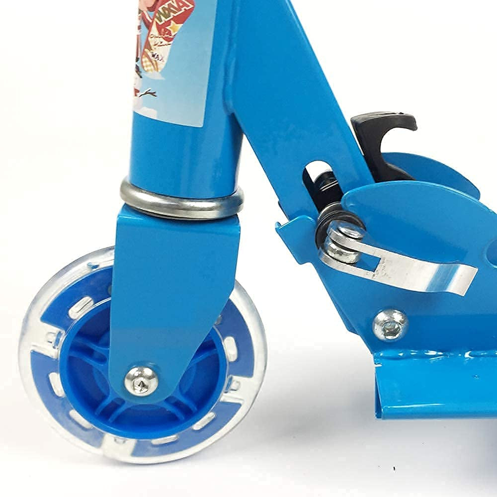 Kids Blue Foldable 3-Wheel Scooter with Lights and Adjustable Height